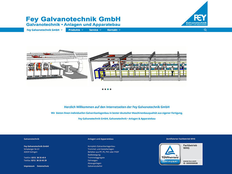 Webdesign für Fey Galvanotechnik Solingen