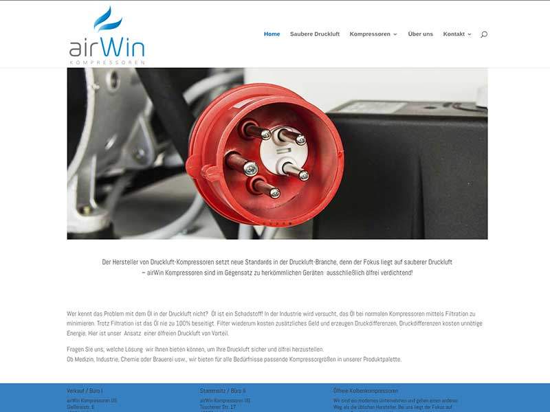 Webdesign für Airwin Kompressoren Velbert