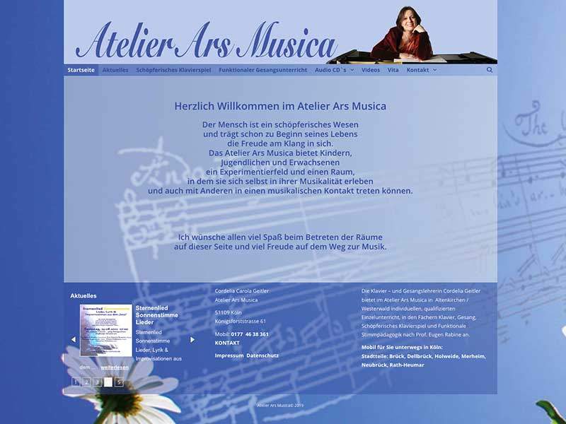 Webdesign für Atelier Ars Musica