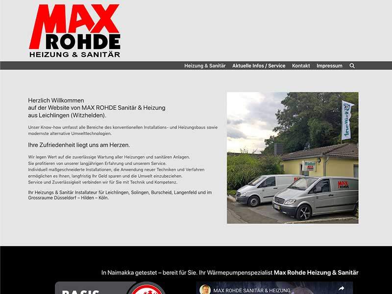 Webdesign für Max Rohde