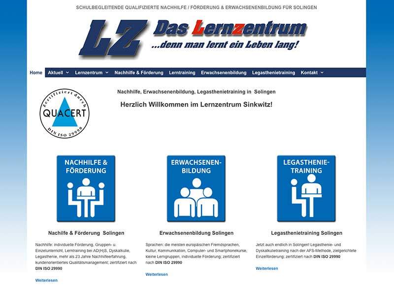 Webdesign für Lernzentrum Sinkwitz Solingen