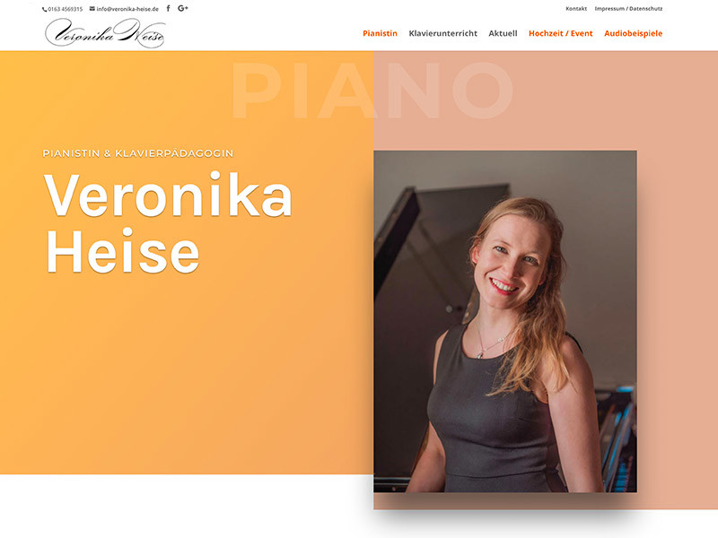 Webdesign für Pianistin Veronika Heise